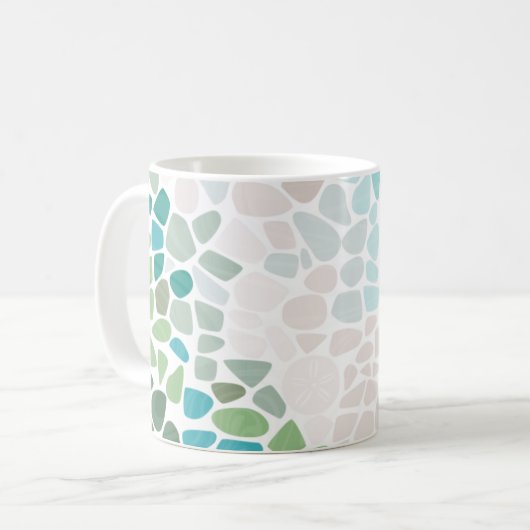 カラフルイニシャルマグカップ付きシーガラス コーヒーマグカップ (正面左)