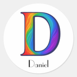 カラフルイニシャルレターDシール ラウンドシール