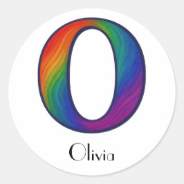 カラフルイニシャル文字Oステッカー ラウンドシール