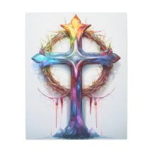 カラフルイバラの冠を覆うキリスト教の十字架