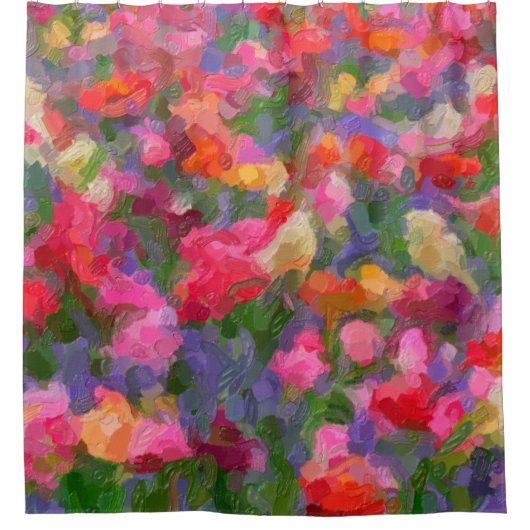 カラフルイラストレーションの背違う景 シャワーカーテン (正面)