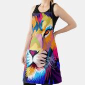 カラフルイラスト、ライオン、シンプルデザイン- vi エプロン (インサイチュ)