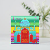 カラフルインディアンファンタジー子供の誕生日招待状 招待状 (スタンド正面)