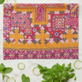 カラフルインディアン刺しゅうプリント キッチンタオル (折り畳み)