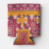 カラフルインディアン刺しゅうプリント 缶クーラー (正面)