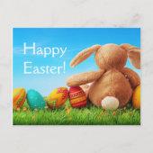 カラフルイースターの卵とウサギ シーズンポストカード (正面)