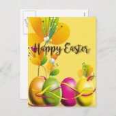 カラフルイースターの卵と花 シーズンポストカード (正面/裏面)