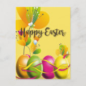 カラフルイースターの卵と花 シーズンポストカード (正面)