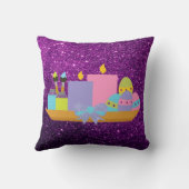 カラフルイースターエッグ&キャンドルパープルフェイクグリッター クッション (裏面)