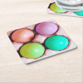 カラフルイースターエッグ スクエアペーパーコースター (アングル)