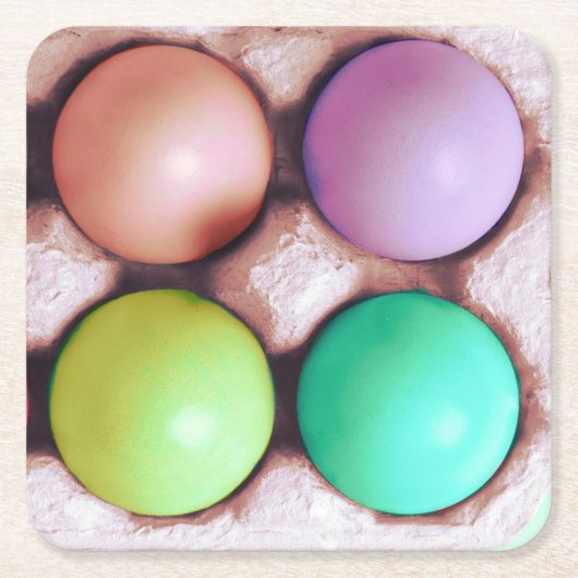 カラフルイースターエッグ スクエアペーパーコースター (正面)
