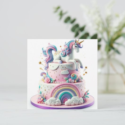 カラフルウィミカルレインボーズ&ユニコーン誕生日 招待状 (スタンド正面)