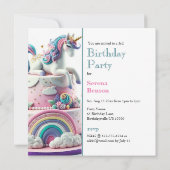 カラフルウィミカルレインボーズ&ユニコーン誕生日 招待状 (裏面)