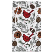 カラフルウィンターパーチレッド（鳥）ショウジョウコウカンチョウ&パインコーン スモールペーパーバッグ (正面)