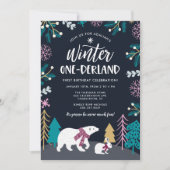 カラフルウィンターワンダーランド誕生日 招待状 (正面)