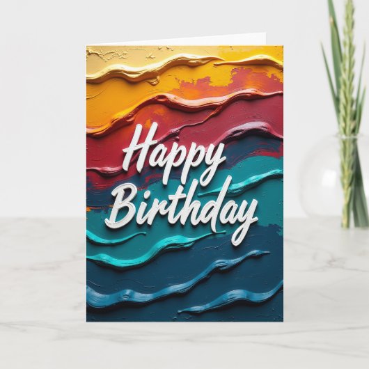 カラフルウェーブ 誕生日カード カード (正面)
