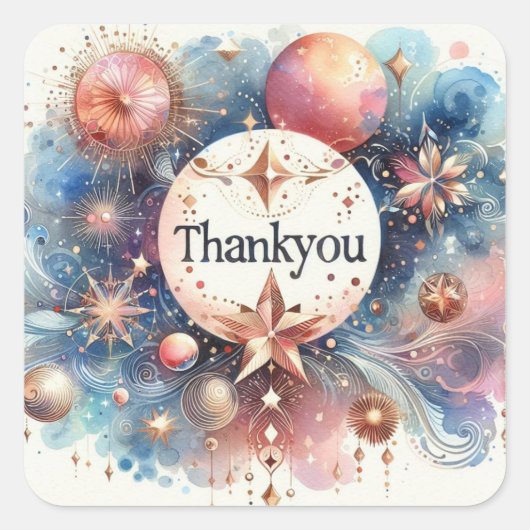 カラフルウォーターカラーアートスクエアステッカー スクエアシール (正面)