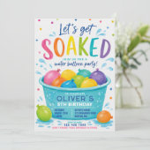 カラフルウォーターバルーン 誕生日パーティー Let's Get Soaked 招待状 (スタンド正面)