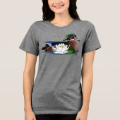カラフルウッドダックスイレン野生生物ブルー トライブレンドＴシャツ (正面)