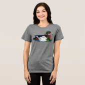 カラフルウッドダックスイレン野生生物ブルー トライブレンドＴシャツ (正面全面)
