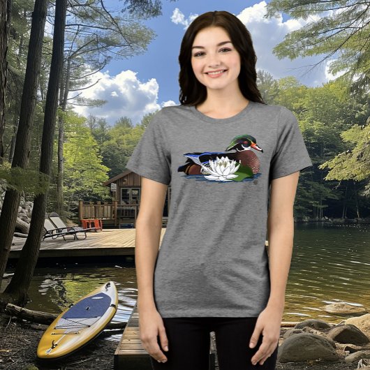 カラフルウッドダックスイレン野生生物ブルー トライブレンドＴシャツ