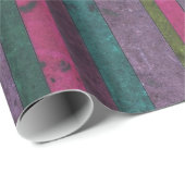 カラフルウッドルッ素朴クピンクティール（緑がかった色）紫鮮やか ラッピングペーパー (ロールコーナー)