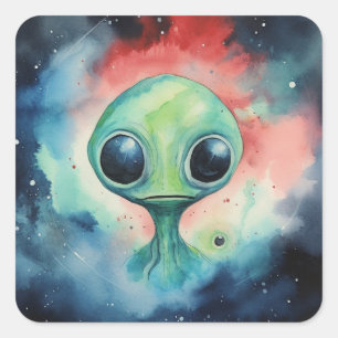 カラフルエイリアンマーティ銀河系エイリアンUfo スクエアシール