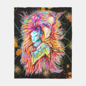 カラフルエイリアンモンスターアートペンスケッチファンタジー フリースブランケット (正面)