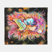 カラフルエイリアンモンスターアートペンスケッチファンタジー フリースブランケット (正面(横))