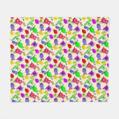 カラフルエイリアン子パーティーバルーン フリースブランケット (正面(横))