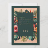 カラフルエキゾチック熱帯ハワイアン結婚フローラ 招待状 (裏面)