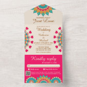 カラフルエスニックはっきりしたマンダラ結婚&ブライト オールインワン招待状 (内側)