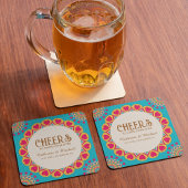 カラフルエスニックはっきりしたマンダラ結婚&ブライト スクエアペーパーコースター