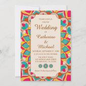 カラフルエスニックはっきりしたマンダラ結婚&ブライト 招待状 (正面)