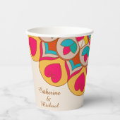 カラフルエスニックはっきりしたマンダラ結婚&ブライト 紙コップ (正面)