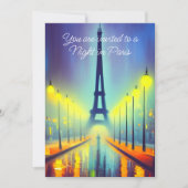 カラフルエッフェルタワーアットナイトパーティー 招待状 (正面)
