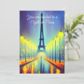 カラフルエッフェルタワーアットナイトパーティー 招待状 (スタンド正面)