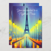 カラフルエッフェルタワーアットナイトパーティー 招待状 (正面/裏面)