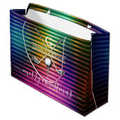 カラフルエレガントカスタムゴルフモノグラムデザイン ラージペーパーバッグ (裏面アングル)