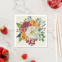 カラフルエレガントフローラ スタンダードカクテルナプキン