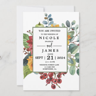 カラフルエレガントフローラ 招待状