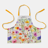 カラフルエレガントワイルドフラワースクリプト名 エプロン (正面)
