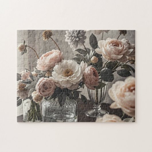 カラフルエレガントヴィンテージインスパイアフローラ ジグソーパズル (横)