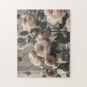 カラフルエレガントヴィンテージインスパイアフローラ ジグソーパズル (縦)