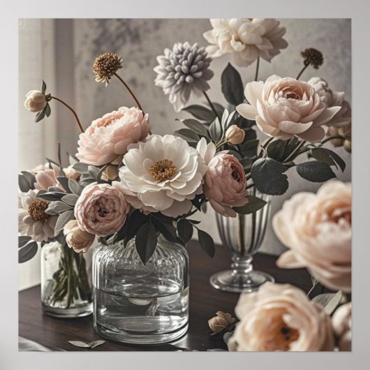 カラフルエレガントヴィンテージインスパイアフローラ ポスター (正面)