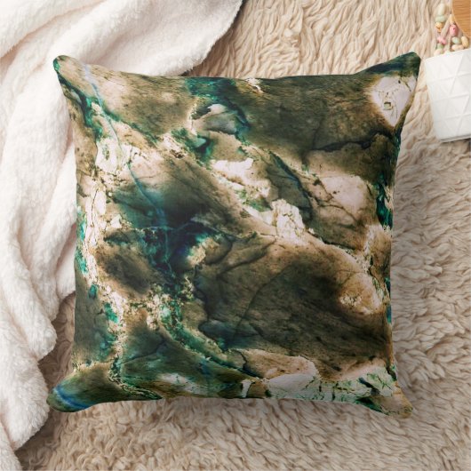 カラフルエレガント大理石タンブラウンとアクア クッション (ブランケット)