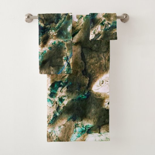 カラフルエレガント大理石タンブラウンとアクア バスタオルセット (インサイチュ)