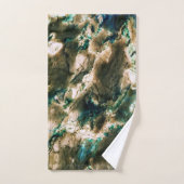 カラフルエレガント大理石タンブラウンとアクア バスタオルセット (ハンドタオル)