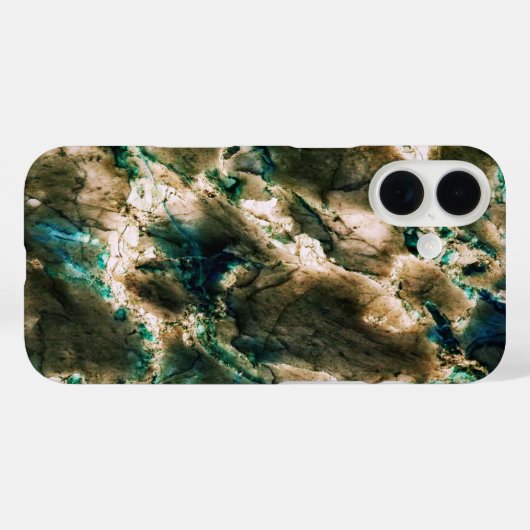 カラフルエレガント大理石タンブラウンとアクア Case-Mate iPhoneケース (裏面 (横))