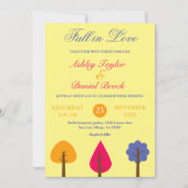 カラフルエレガント木の秋素朴結婚Love 招待状 (正面)